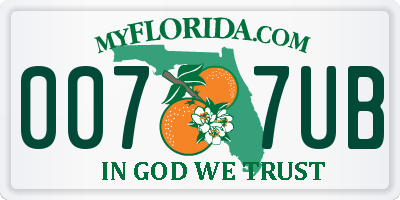 FL license plate 0077UB