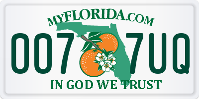 FL license plate 0077UQ