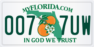 FL license plate 0077UW