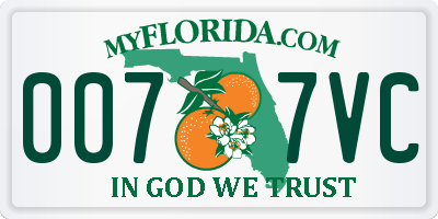 FL license plate 0077VC