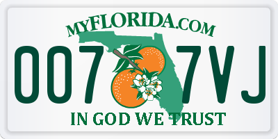 FL license plate 0077VJ