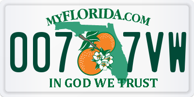 FL license plate 0077VW