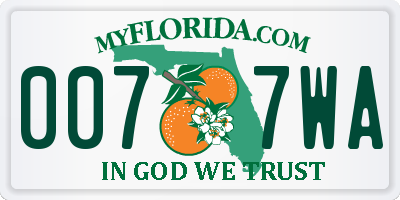 FL license plate 0077WA