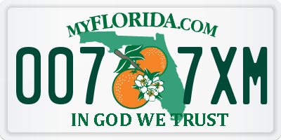FL license plate 0077XM