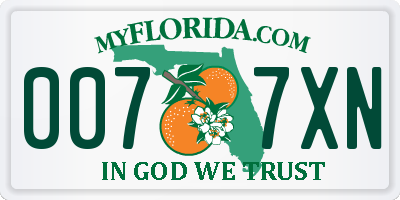 FL license plate 0077XN