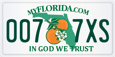 FL license plate 0077XS