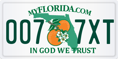 FL license plate 0077XT