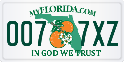 FL license plate 0077XZ