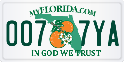 FL license plate 0077YA