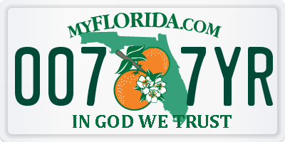 FL license plate 0077YR