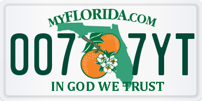 FL license plate 0077YT
