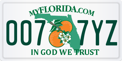 FL license plate 0077YZ
