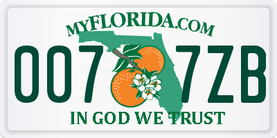 FL license plate 0077ZB