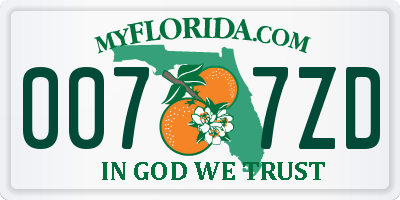 FL license plate 0077ZD