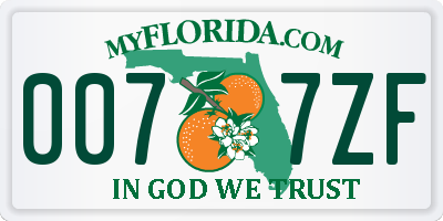 FL license plate 0077ZF