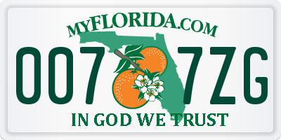 FL license plate 0077ZG