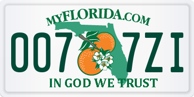 FL license plate 0077ZI