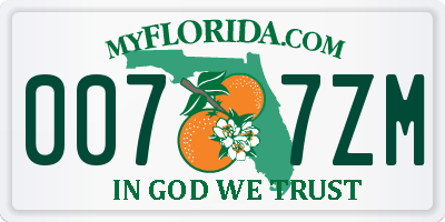 FL license plate 0077ZM