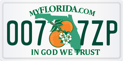 FL license plate 0077ZP