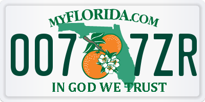 FL license plate 0077ZR