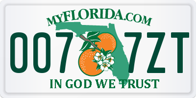 FL license plate 0077ZT