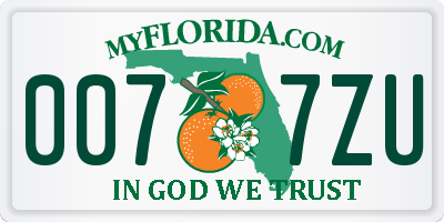 FL license plate 0077ZU