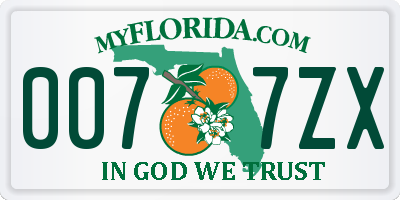 FL license plate 0077ZX