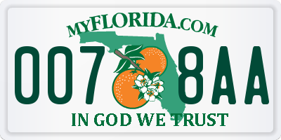 FL license plate 0078AA