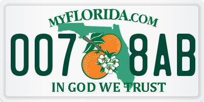 FL license plate 0078AB