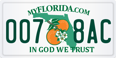 FL license plate 0078AC