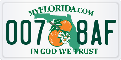 FL license plate 0078AF