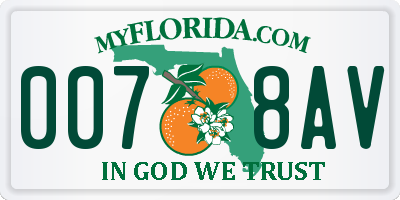 FL license plate 0078AV