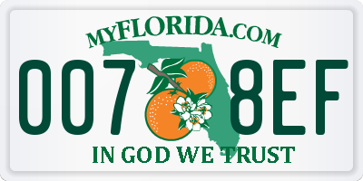 FL license plate 0078EF