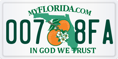 FL license plate 0078FA