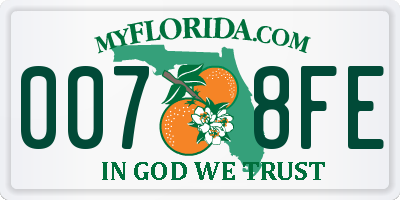 FL license plate 0078FE