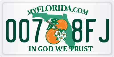FL license plate 0078FJ