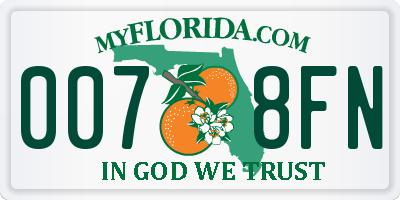 FL license plate 0078FN