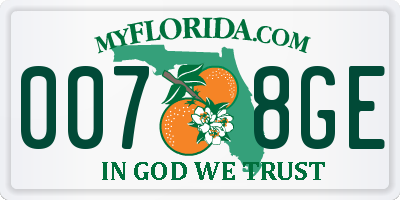 FL license plate 0078GE