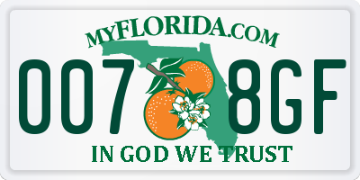 FL license plate 0078GF