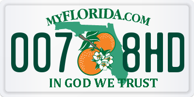 FL license plate 0078HD