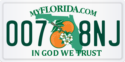 FL license plate 0078NJ