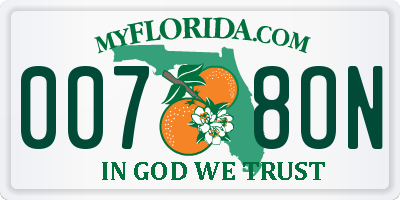 FL license plate 0078ON