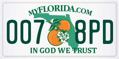 FL license plate 0078PD