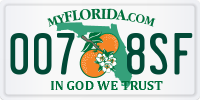 FL license plate 0078SF