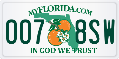 FL license plate 0078SW