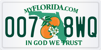 FL license plate 0078WQ