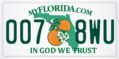 FL license plate 0078WU