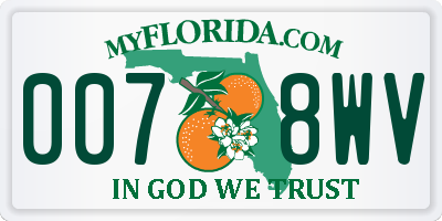 FL license plate 0078WV