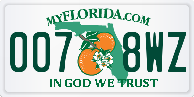 FL license plate 0078WZ