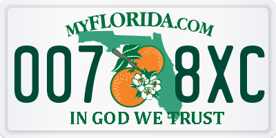 FL license plate 0078XC